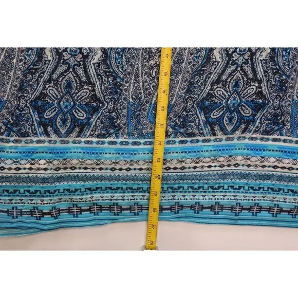 Chicos Blue Paisley Sheer Boho Blouse Size S M Tassel Tie Top Katran - Picture 6 of 11